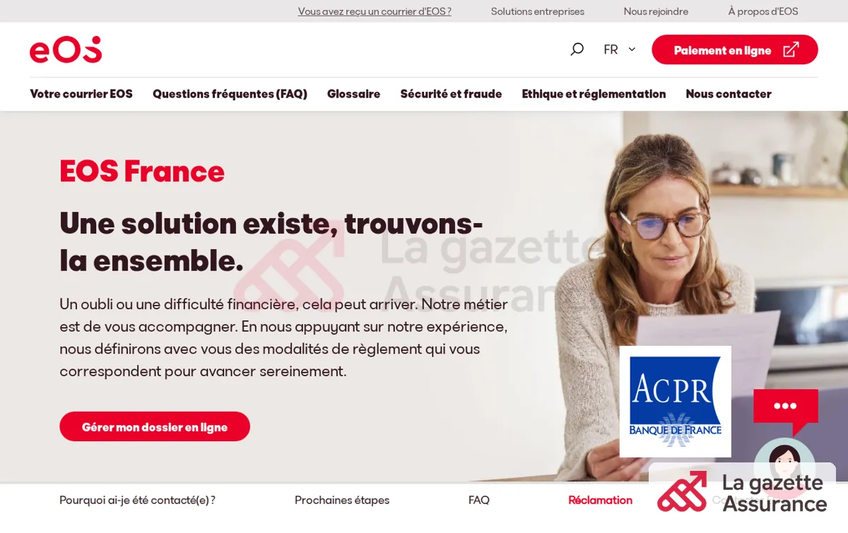 Capture : Réglez votre créance - Trouvez une solution - EOS France